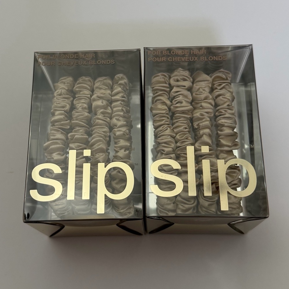 2x Slip Pure Silk Skinny Scrunchies. For Blonde Hair